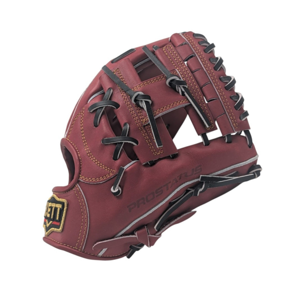 Zett Prostatus 11.25 inch RHT deep red infield glove I-Web side view