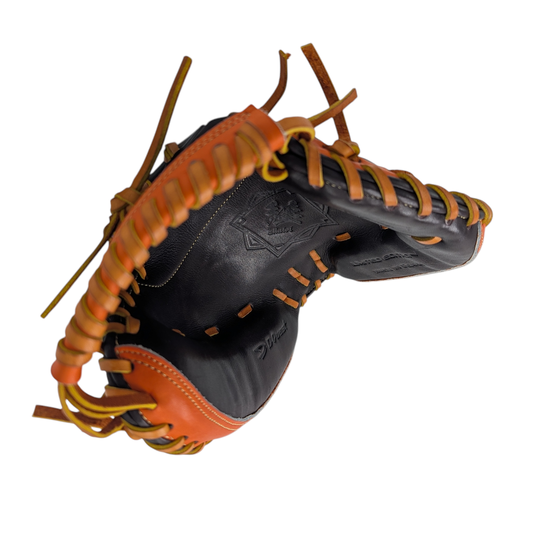 33.5" D-Quest Catcher's Mitt, RHT, Dark Brown and Orange Tan Juteru Wagyu Leather