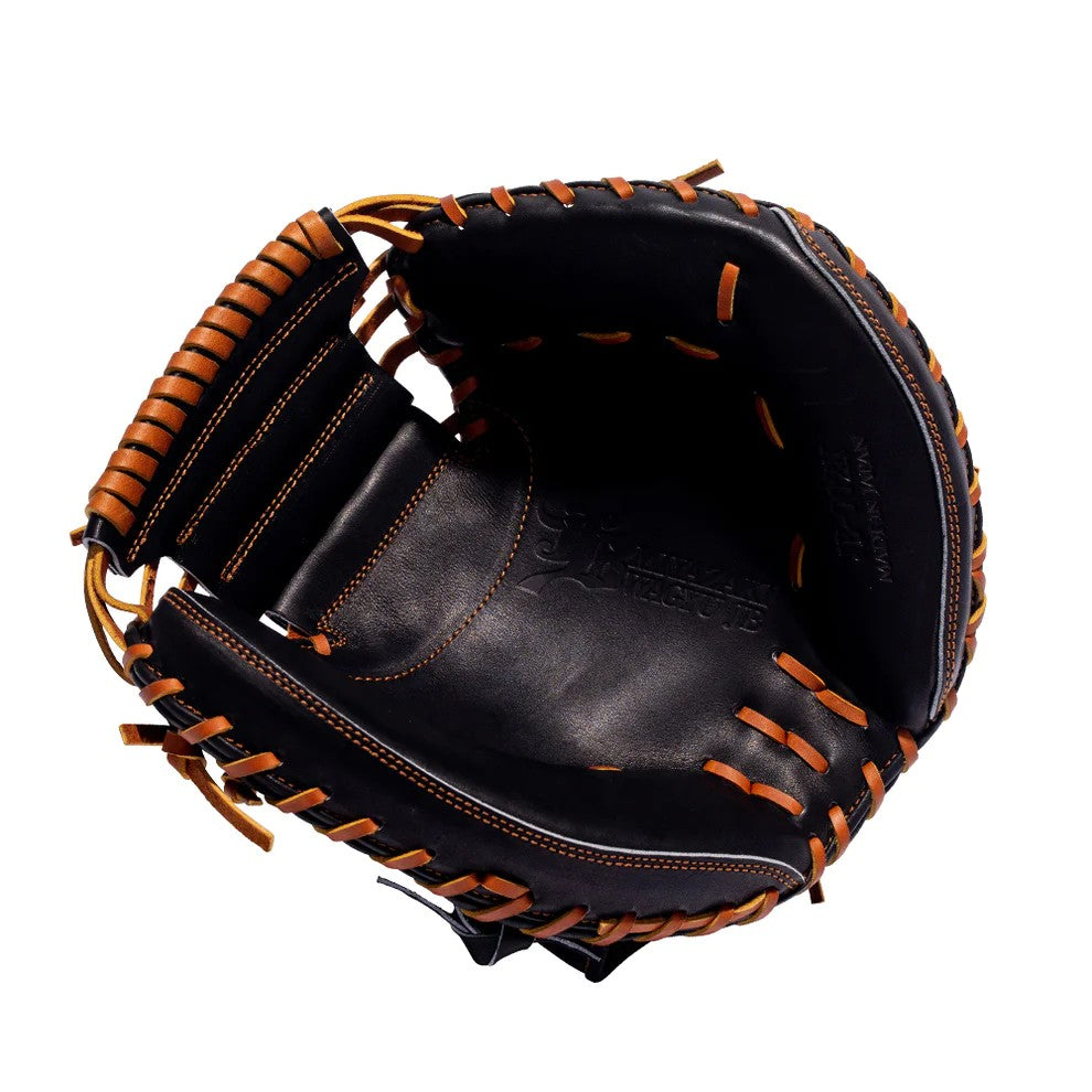 34" Wagyu Catcher's Mitt, Open Wrist, RHT, Miyazaki Wagyu Leather, Black