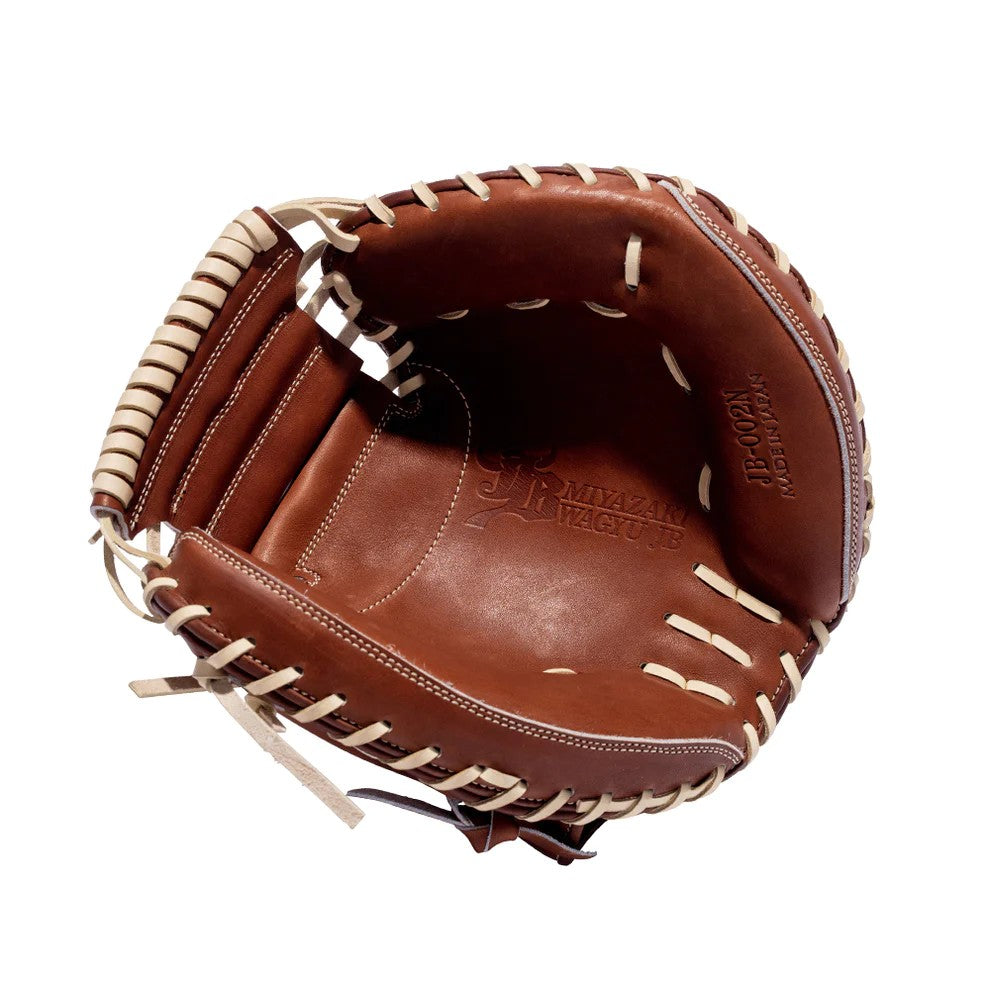 34" Wagyu JB Catcher's Mitt, Open Wrist, RHT, Miyazaki Wagyu Leather, Brown, JB23-002NBRN